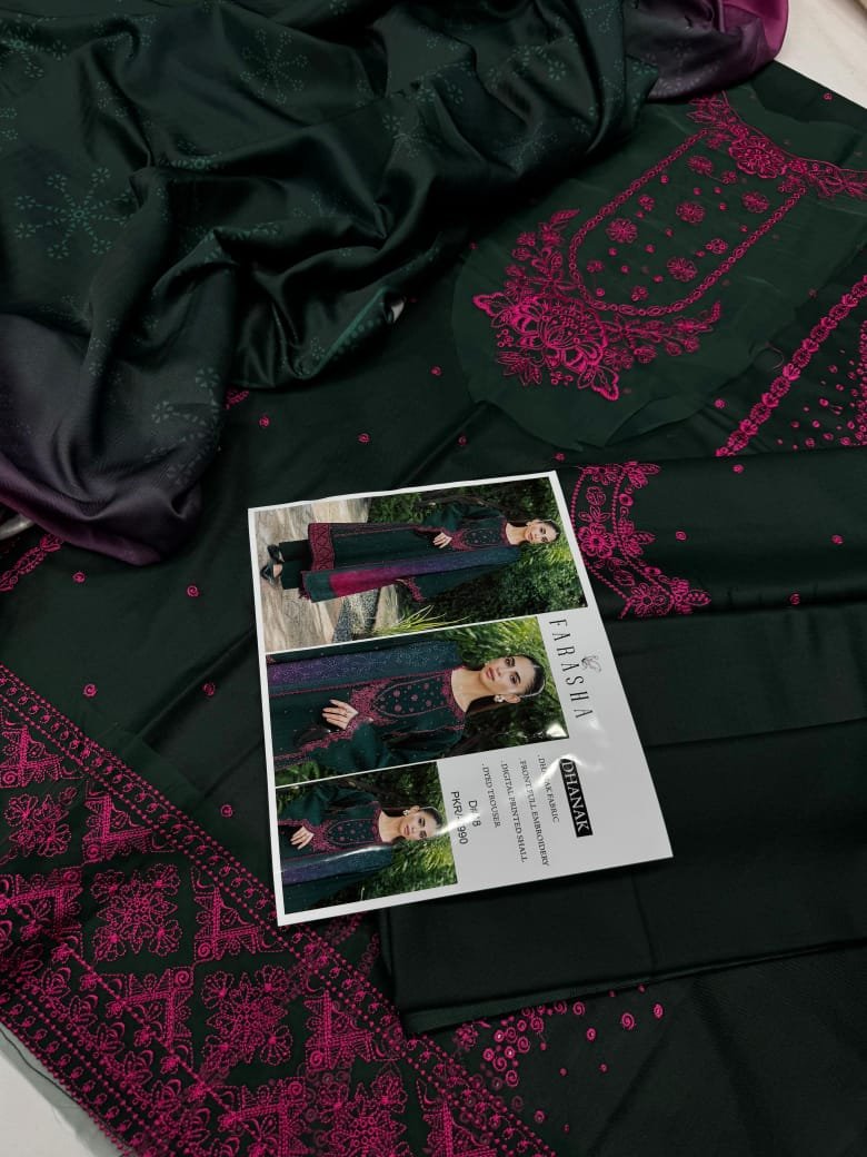 Premium Farasha Dhanak 3-Piece Embroidered Suit - Image 3