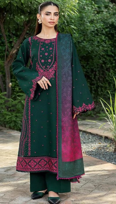 Premium Farasha Dhanak 3-Piece Embroidered Suit